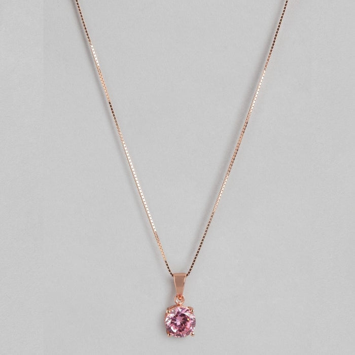 Rose Gold Elegance CZ 925 Sterling Silver Pendant with Chain