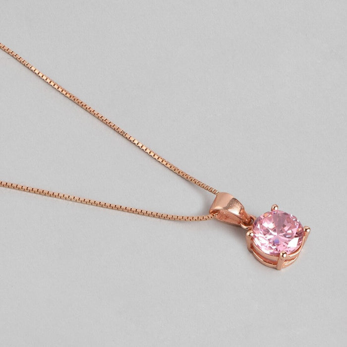 Rose Gold Elegance CZ 925 Sterling Silver Pendant with Chain