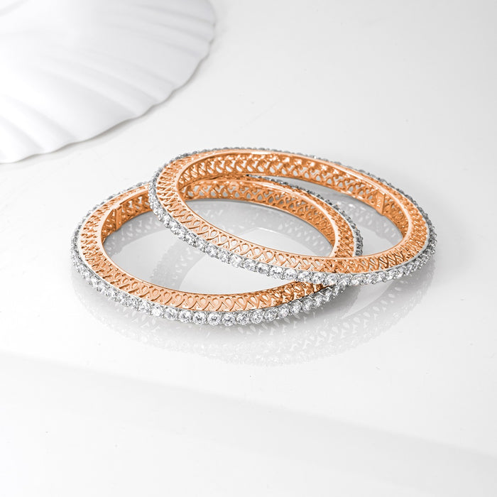 Rose Gold Elegance: CZ 925 Sterling Silver Women's Bangle