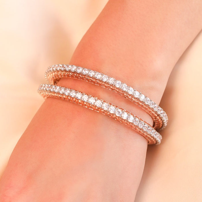 Rose Gold Elegance: CZ 925 Sterling Silver Women's Bangle