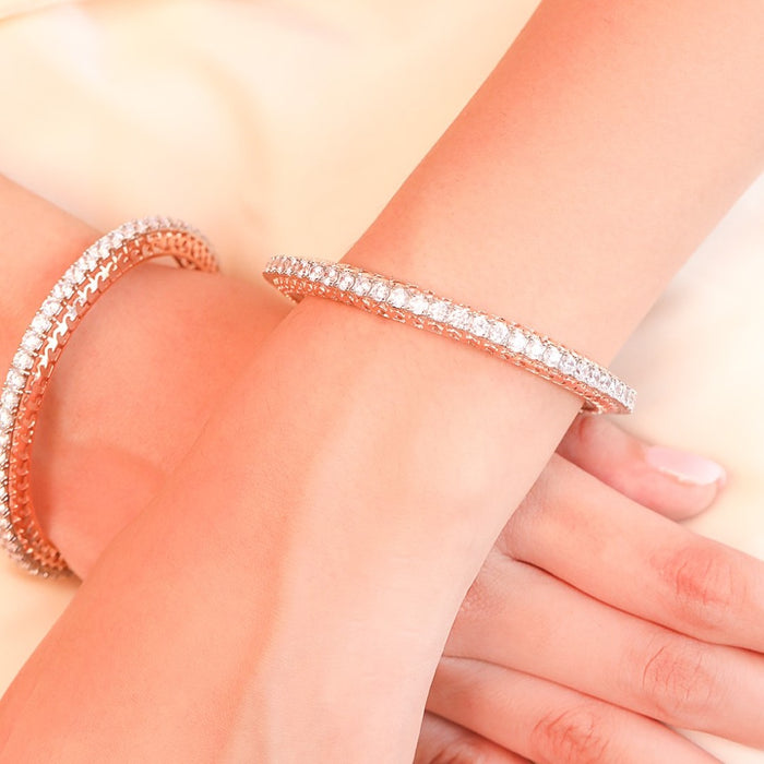 Rose Gold Elegance: CZ 925 Sterling Silver Women's Bangle