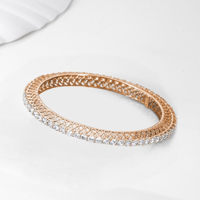 Rose Gold Elegance: CZ 925 Sterling Silver Women's Bangle