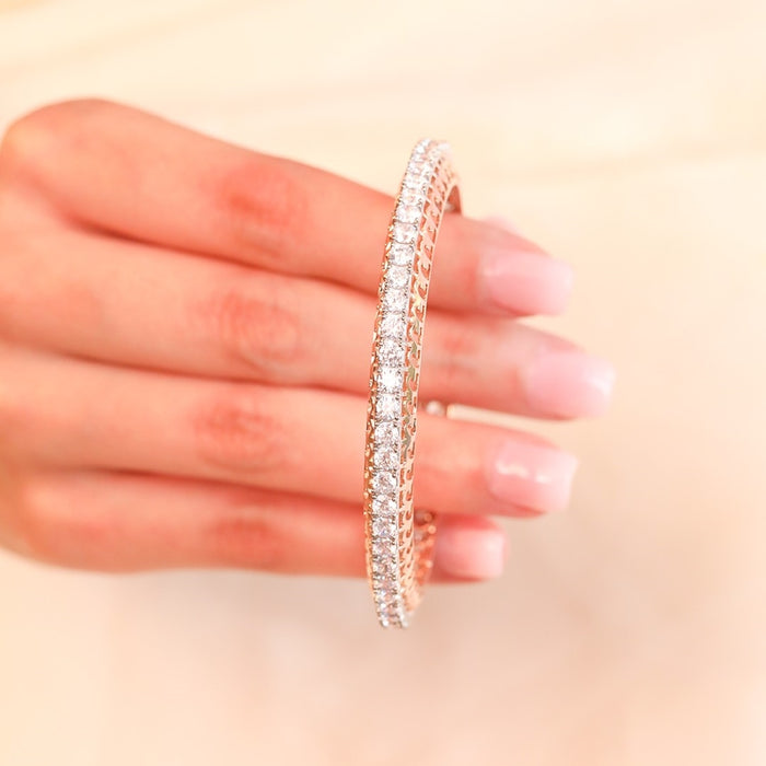 Rose Gold Elegance: CZ 925 Sterling Silver Women's Bangle