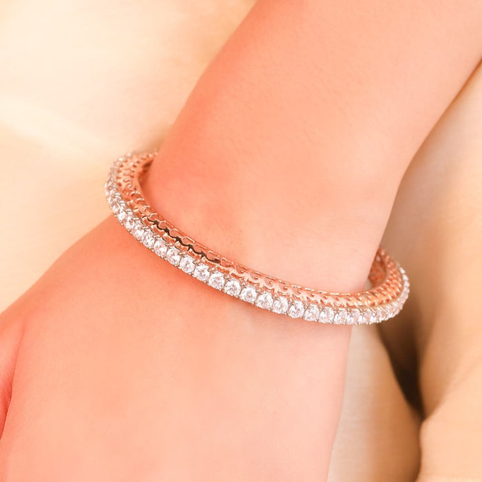 Rose Gold Elegance: CZ 925 Sterling Silver Women's Bangle