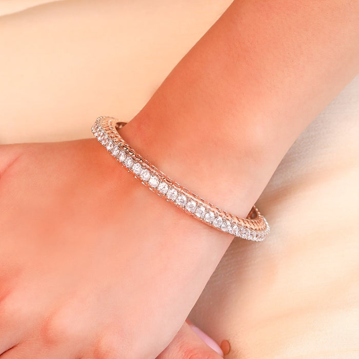 Rose Gold Elegance: CZ 925 Sterling Silver Women's Bangle