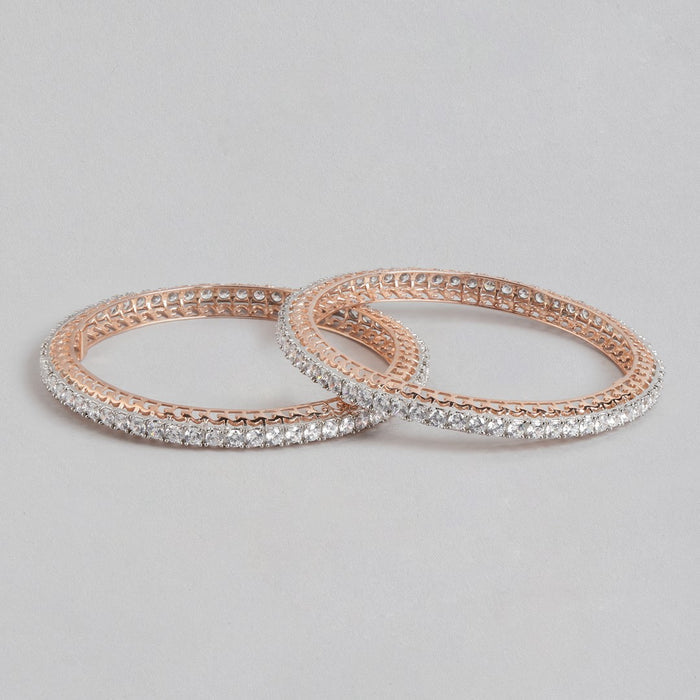 Rose Gold Elegance: CZ 925 Sterling Silver Women's Bangle