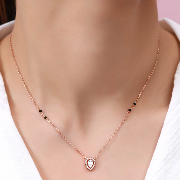 Rose Gold Elegance Tear Drop CZ 925 Sterling Silver Mangalsutra