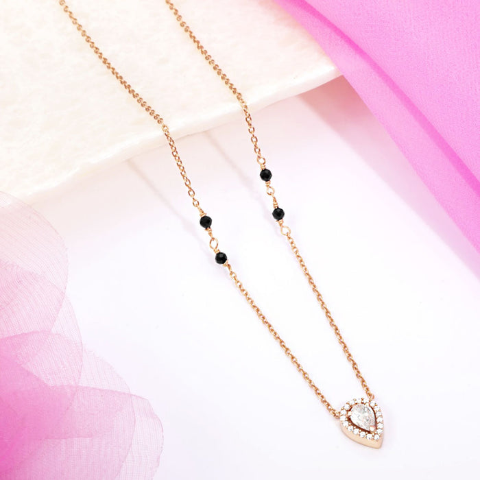Rose Gold Elegance Tear Drop CZ 925 Sterling Silver Mangalsutra