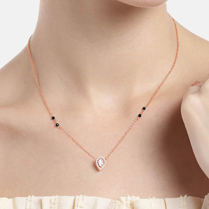 Rose Gold Elegance Tear Drop CZ 925 Sterling Silver Mangalsutra