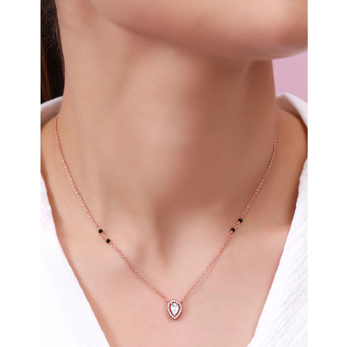 Rose Gold Elegance Tear Drop CZ 925 Sterling Silver Mangalsutra