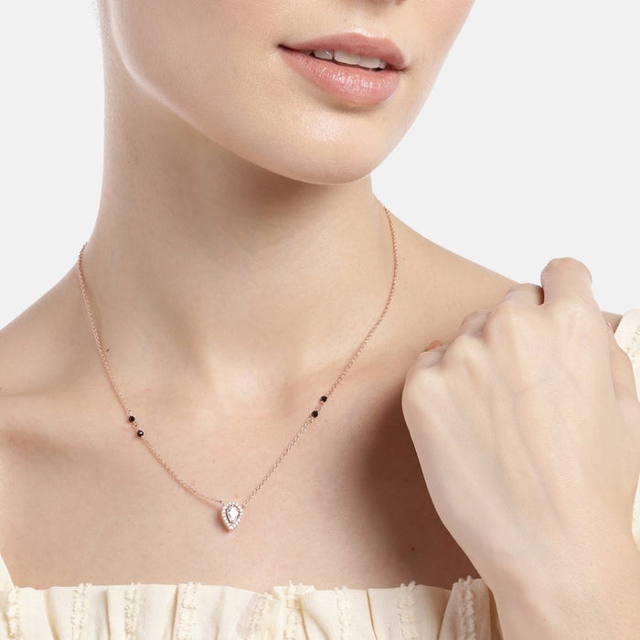 Rose Gold Elegance Tear Drop CZ 925 Sterling Silver Mangalsutra