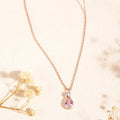 Rose Gold Elegance Tear Drop CZ Gemstone 925 Sterling Silver Necklace