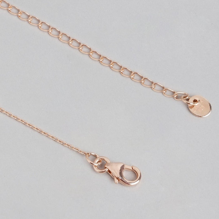Rose Gold Elegance Tear Drop CZ Gemstone 925 Sterling Silver Necklace