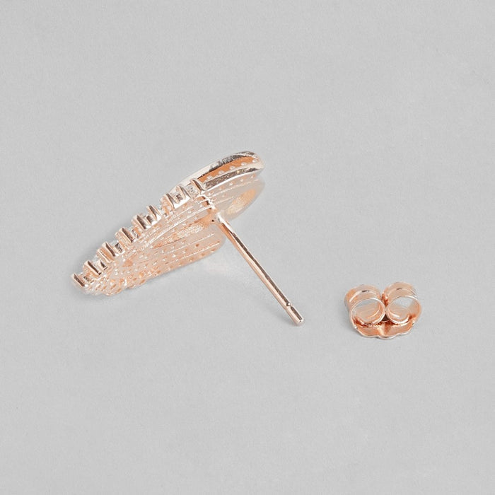 Rose Gold Guardian Shield CZ 925 Sterling Silver Earrings