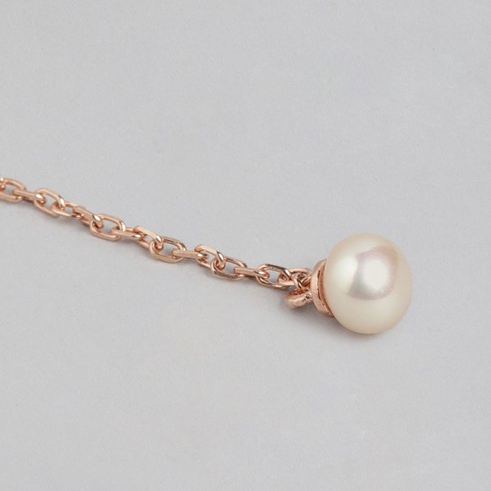 Rose Gold Harmony 925 Sterling Silver Stud Earrings with Freshwater Pearl