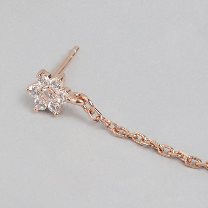 Rose Gold Harmony 925 Sterling Silver Stud Earrings with Freshwater Pearl