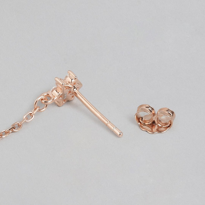 Rose Gold Harmony 925 Sterling Silver Stud Earrings with Freshwater Pearl