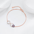Rose Gold Infinity Evil Eye 925 Silver Bracelet