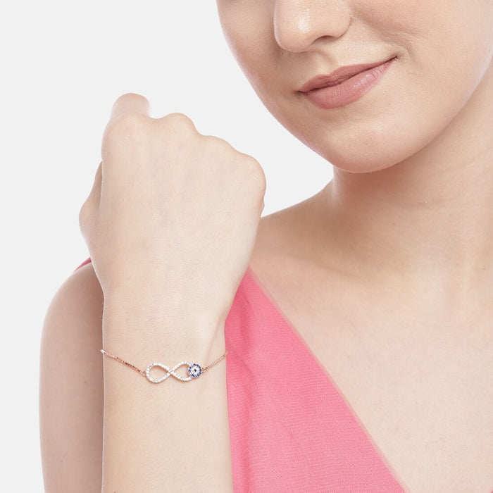 Rose Gold Infinity Evil Eye 925 Silver Bracelet