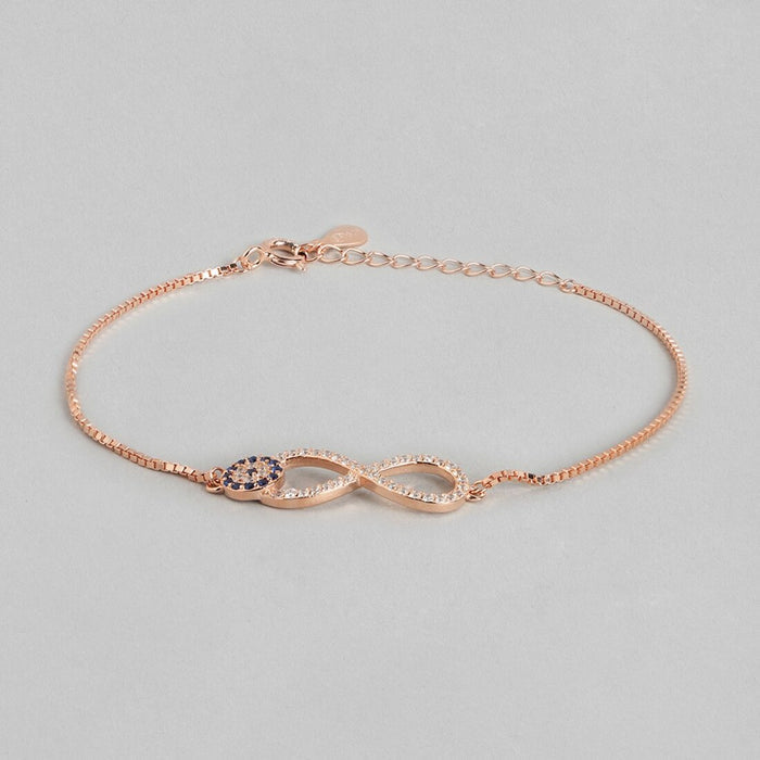 Rose Gold Infinity Evil Eye 925 Silver Bracelet