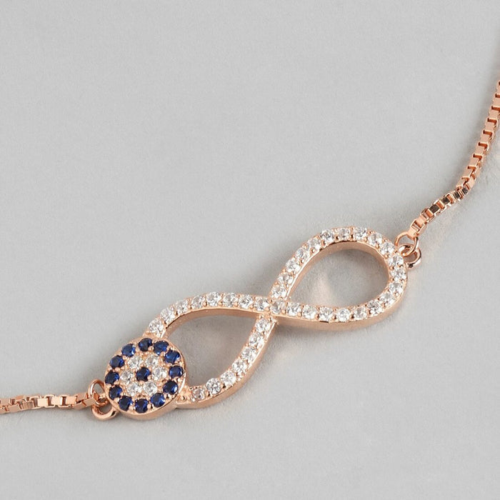 Rose Gold Infinity Evil Eye 925 Silver Bracelet