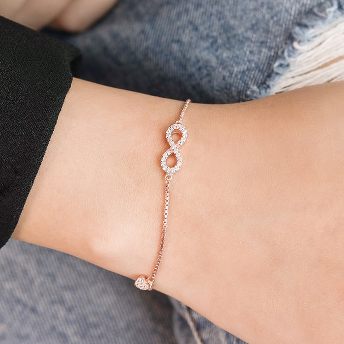 925 Sterling Silver Rose Gold Minimal Infinity 925 Silver Bracelet for Women – Zavya