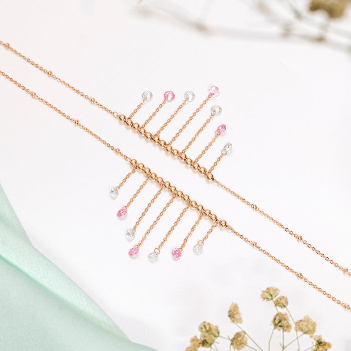 Rose-Gold Plated 925 Sterling Silver Drop Anklet