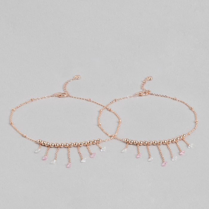 Rose-Gold Plated 925 Sterling Silver Drop Anklet