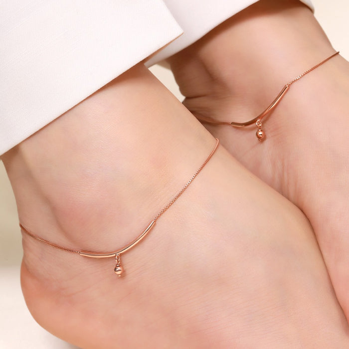 Rose Gold Plated 925 Sterling Silver Drop Chained Anklet