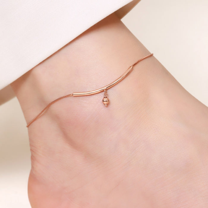 Rose Gold Plated 925 Sterling Silver Drop Chained Anklet