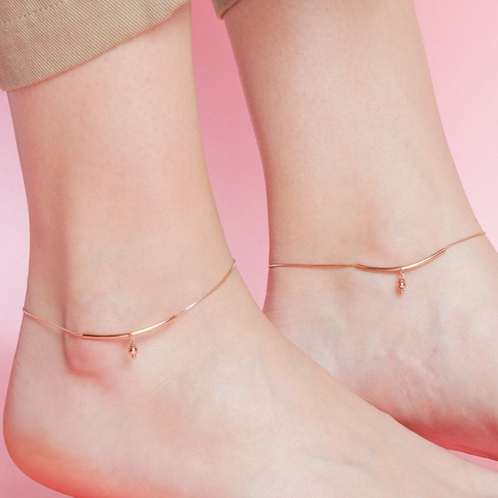 Rose Gold Plated 925 Sterling Silver Drop Chained Anklet