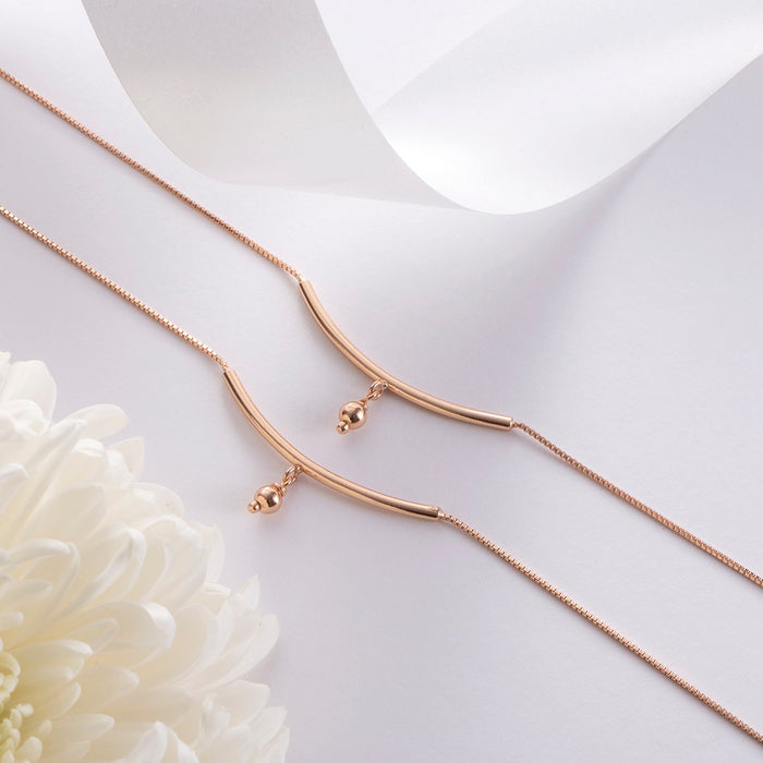 Rose Gold Plated 925 Sterling Silver Drop Chained Anklet