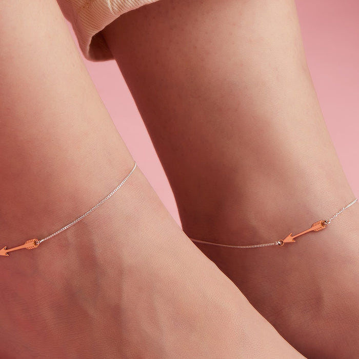 Rose gold plated arrow 925 Sterling Anklets