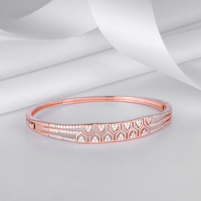 Rose Gold Plated CZ-Studded 925 Sterling Silver Bracelet