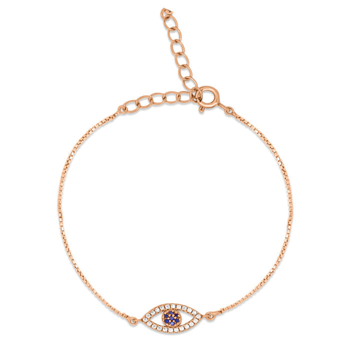 Rose Gold Plated Evil Eye 925 Silver Bracelets