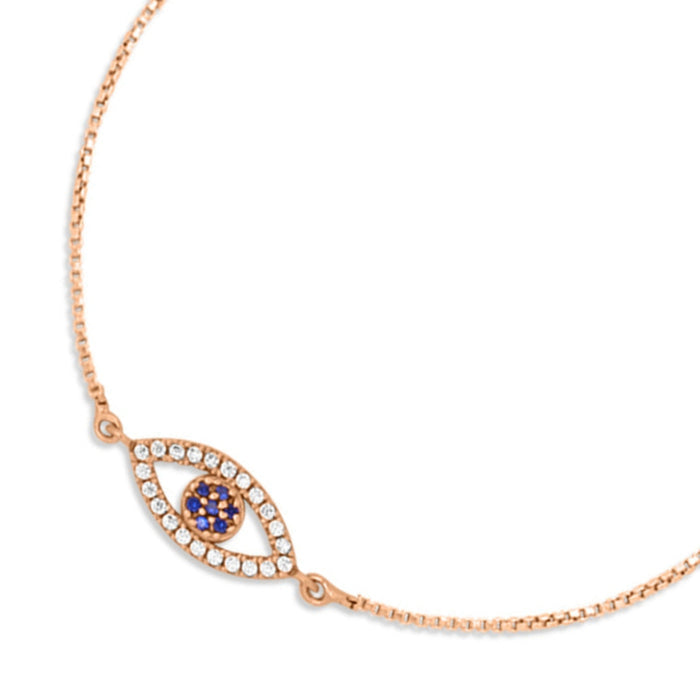 Rose Gold Plated Evil Eye 925 Silver Bracelets
