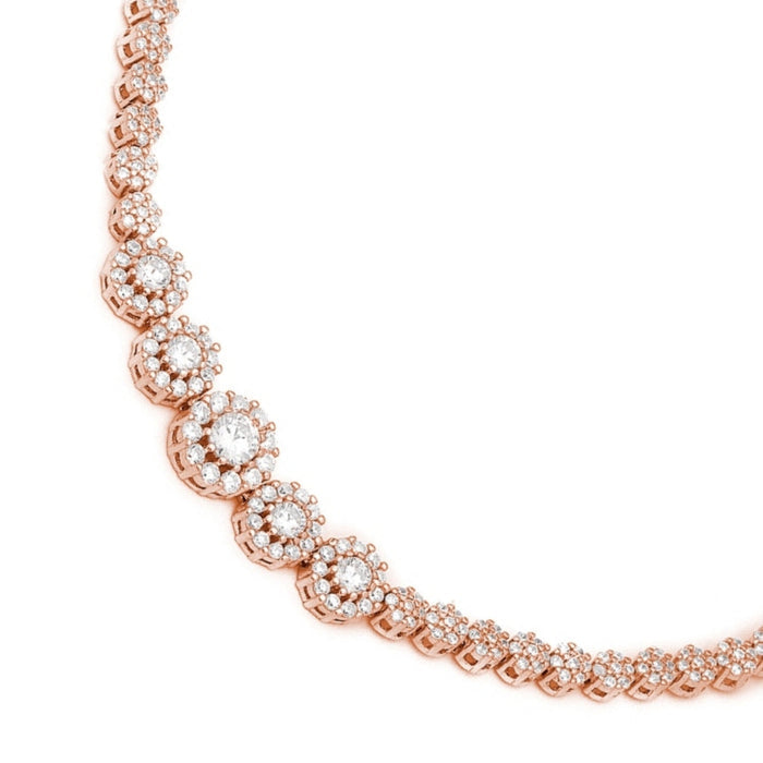 Women's rose gold plated 925 Sterling Silver anklet with glimmering CZ stone clusters – Zavya