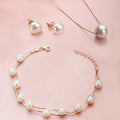 Rose Gold Plated Pearl 925 Silver Jewellery Set Trio