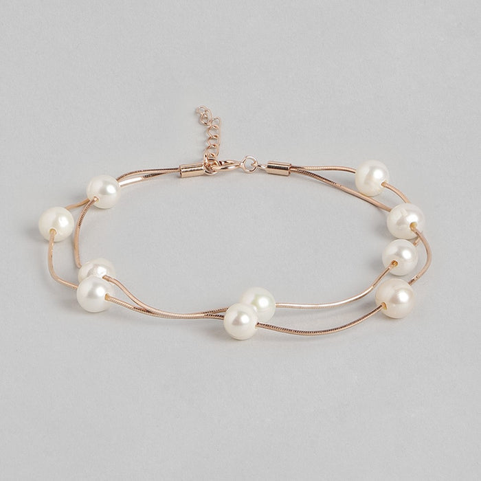 Rose Gold Plated Pearl 925 Silver Jewellery Set Trio