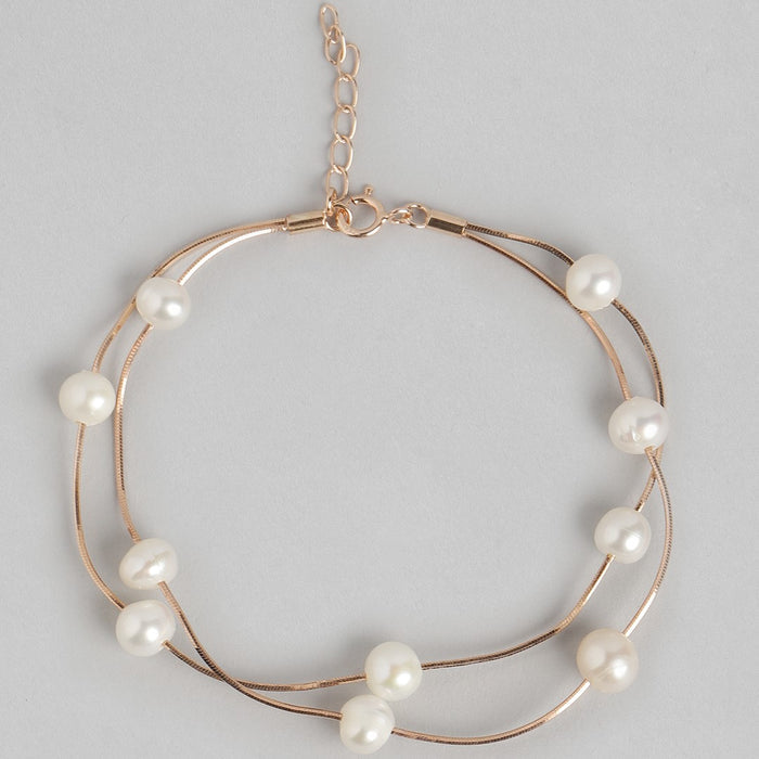 Rose Gold Plated Pearl 925 Silver Jewellery Set Trio