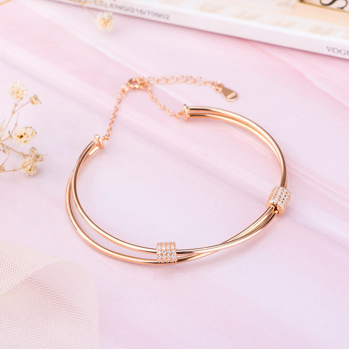 Rose Gold Radiance 925 Sterling Silver Bracelet with Cubic Zirconia