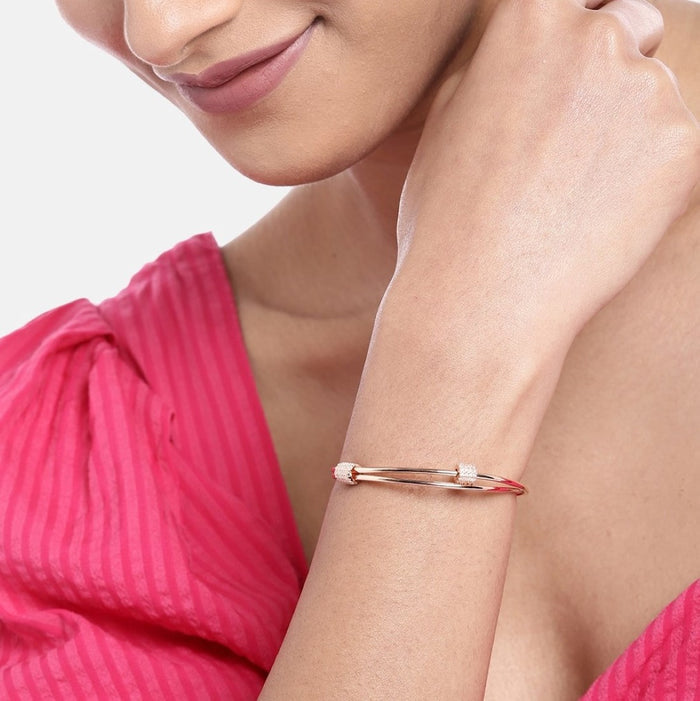 Rose Gold Radiance 925 Sterling Silver Bracelet with Cubic Zirconia