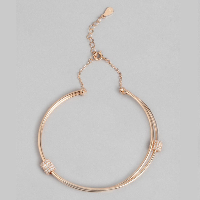 Rose Gold Radiance 925 Sterling Silver Bracelet with Cubic Zirconia
