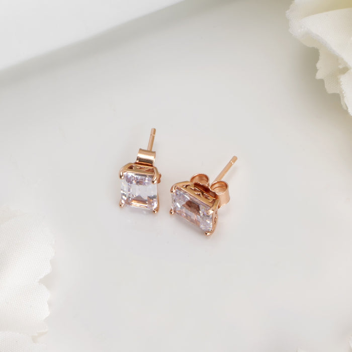 Rose Gold Radiance 925 Sterling Silver CZ Earrings