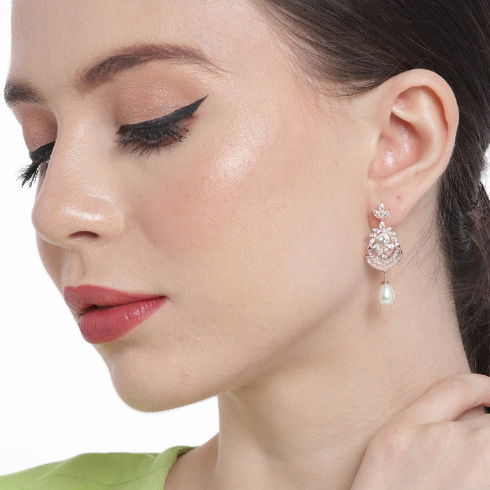 Rose Gold Radiance 925 Sterling Silver Drop Earrings