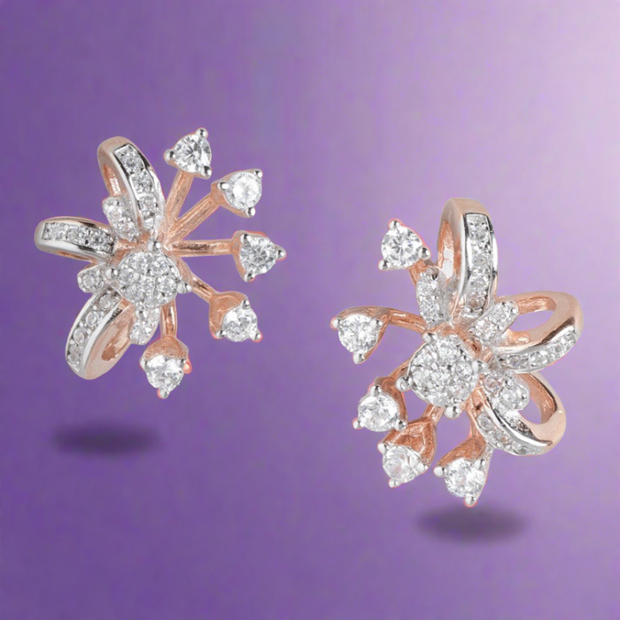 Rose Gold Radiance Cubic Zirconia 925 Sterling Silver Earrings