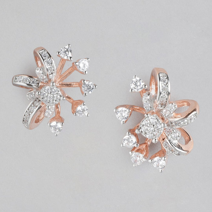 Rose Gold Radiance Cubic Zirconia 925 Sterling Silver Earrings