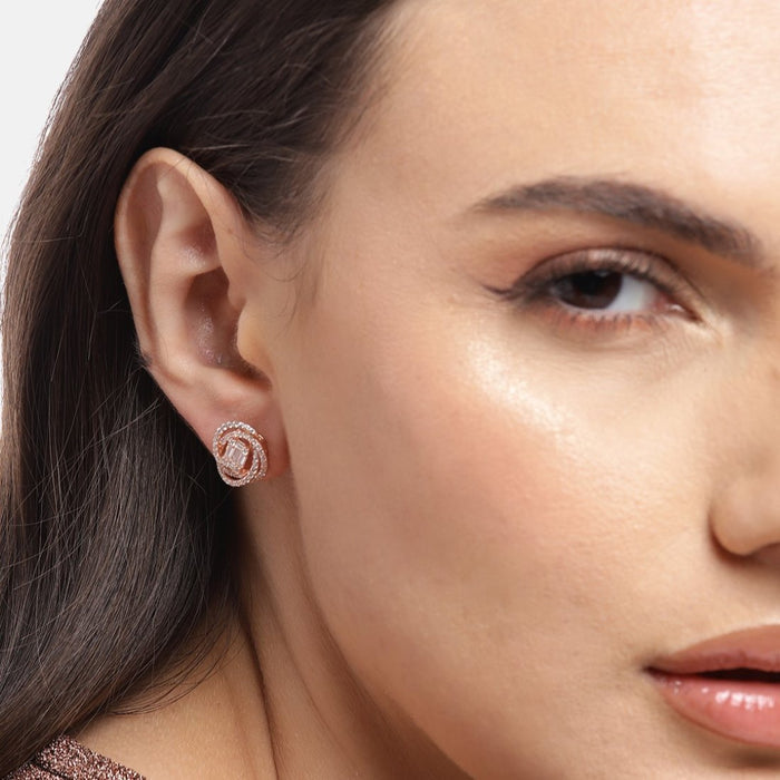 Rose Gold Radiance Cubic Zirconia 925 Sterling Silver Earrings