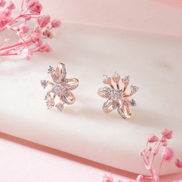 Rose Gold Radiance Cubic Zirconia 925 Sterling Silver Earrings