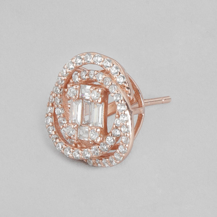 Rose Gold Radiance Cubic Zirconia 925 Sterling Silver Earrings